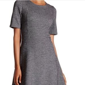 Theory 10 karline black print wool cotton dress Th